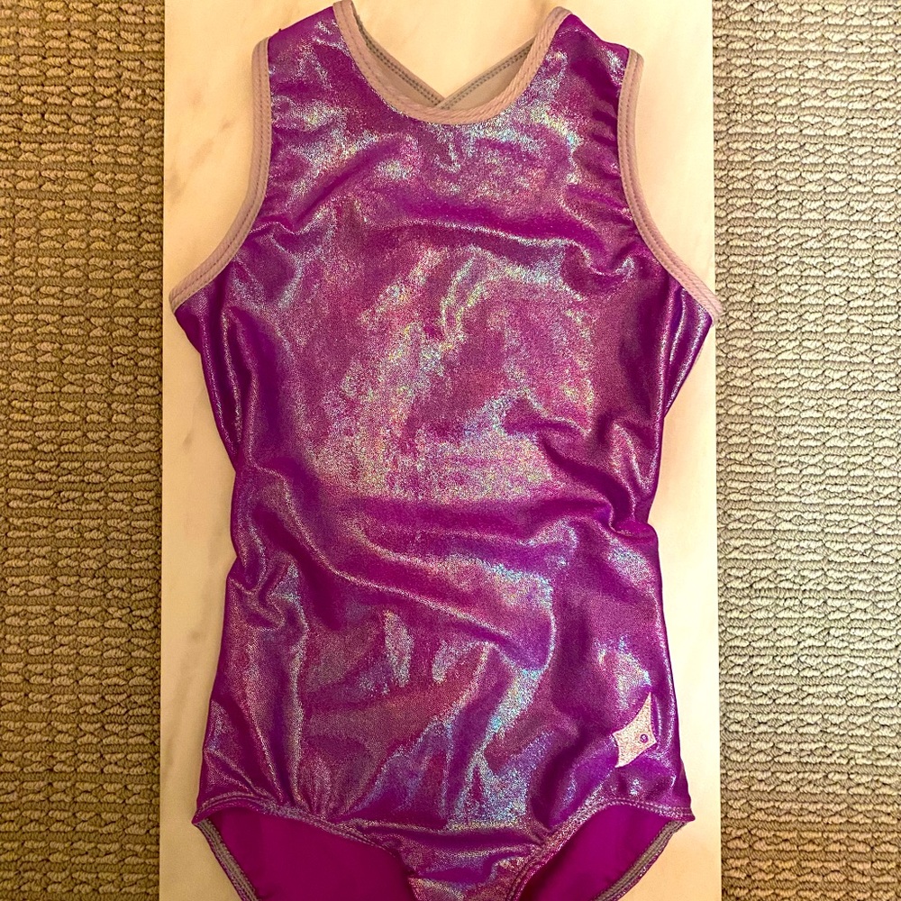 Purple Hudi child medium gymnastics leotard
